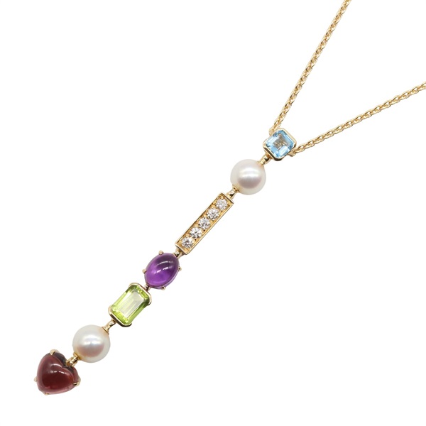 BVLGARI Allegra Multicolor Diamond Necklace 18KYG Yellow Gold Used women