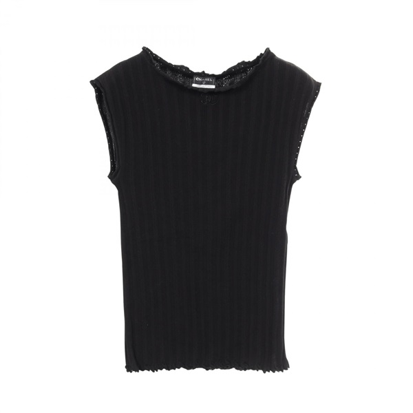 CHANEL COCO Mark knitwear tops P47979K06148 cotton Black Women #36 CC