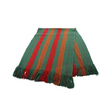 HERMES Blanket wrap wool Green Red Brown Used unisex