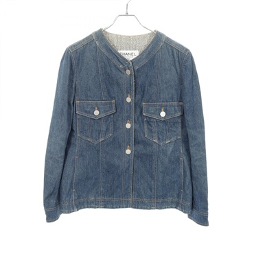 CHANEL COCO Mark button Denim Jacket P12461W02481 cotton Blue Used Women #42 CC