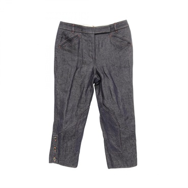 HERMES CIRQUE MOLIER Serie Button Denim pants silk Fabric Navy Used Women #38