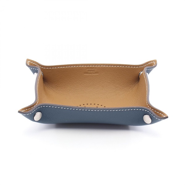 HERMES Card Case Desk mail tray Taurillon leather Brown Blue SHW B