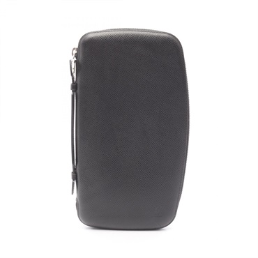 LOUIS VUITTON Atoll Taiga Ardoise Around Long Wallet M30652 leather Black Used