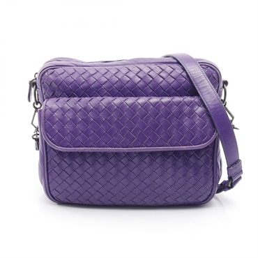BOTTEGA VENETA Intrecciato Crossbody Shoulder Bag Leather Purple Used