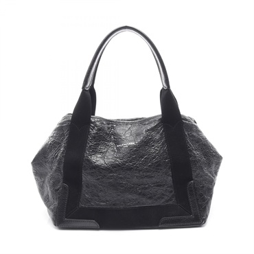 BALENCIAGA Navy Cabas S Tote Bag 542017 Leather Black Used Women