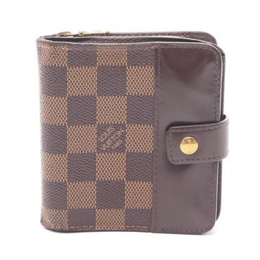 LOUIS VUITTON Compact zip wallet N61668 Damier canvas leather Ebene Used Women