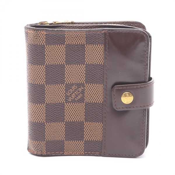 LOUIS VUITTON Compact zip wallet N61668 Damier canvas leather Ebene Used Women