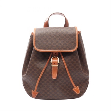 CELINE Macadam Rucksack Backpack canvas leather Brown Used Women