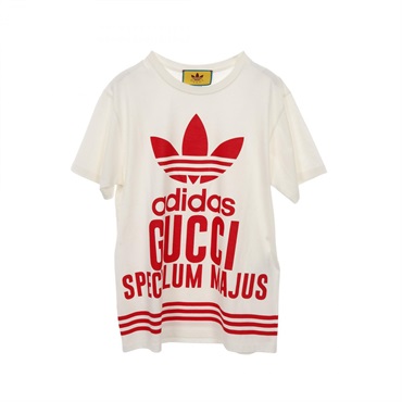 GUCCI × adidas Trefoil T-shirt 717422 cotton White Red Used Women #XXS