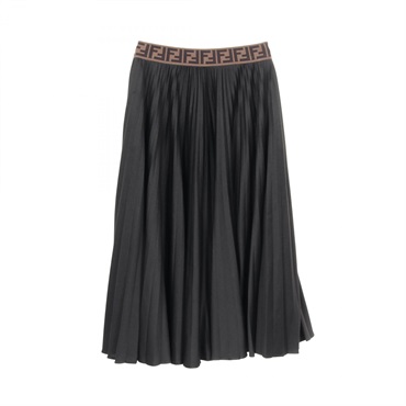 FENDI FF Logo Skirt FQ7135 A5WC Cotton Polyester Black Size 42 Used Women