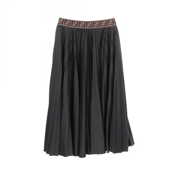 FENDI FF Logo Skirt FQ7135 A5WC Cotton Polyester Black Size 42 Used Women