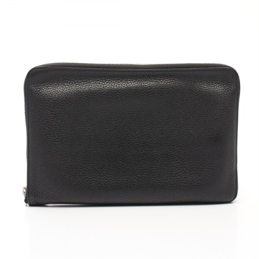 HERMES Azap TGM Around long wallet Togo leather Black Used mens SHW T