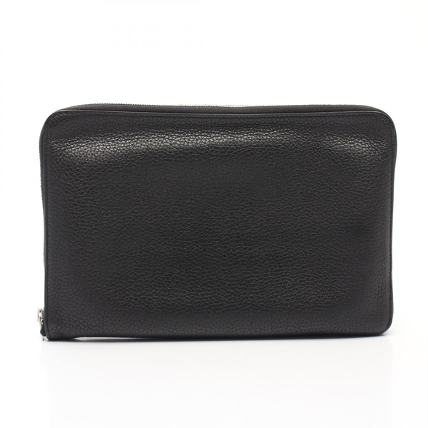 HERMES Azap TGM Around long wallet Togo leather Black Used mens SHW T