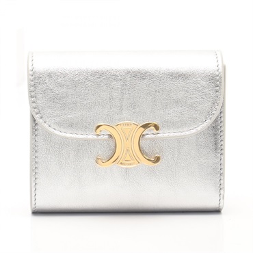 CELINE Triomphe Small Flap Tri-fold Wallet 10D783FD136AGF Leather Used