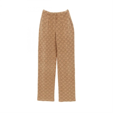 FENDI FF Calligraphy Logo Knit Pants Rayon Polyester Brown Size 38 Used Women