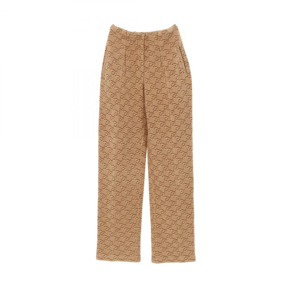 FENDI FF Calligraphy Logo Knit Pants Rayon Polyester Brown Size 38 Used Women