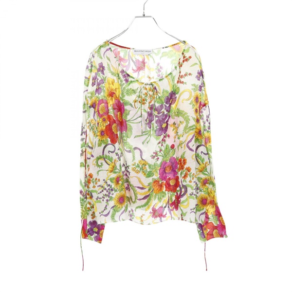 BALENCIAGA T-shirt 479993 silk Nylon White Multicolor Used Women size 36