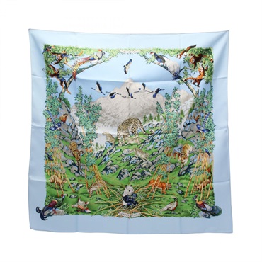 HERMES Carre90 SICHUAN Scarf silk Blue Multicolor Used Women