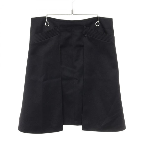 CHANEL COCO Mark skirt P29386V19488 wool Black Used Women #36 CC