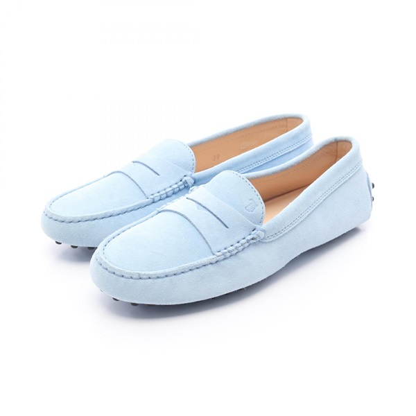 TOD'S Gommino Bubble Loafers Flats Suede Blue Size 39 Used Women