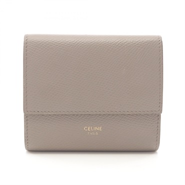 CELINE Small Tri-fold wallet leather Beige greige Used Women