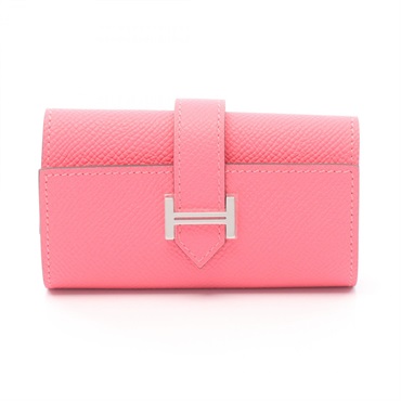 HERMES Bearn 4 key case holder Epsom leather Pink Rose azalee Used Women U SHW