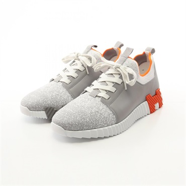 HERMES Depart sneakers Fabric Gray White Orange Used mens size 44