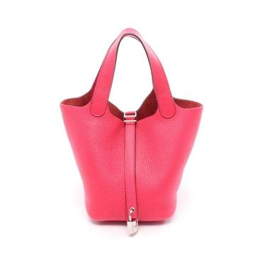 HERMES Picotin Lock PM Handbag Clemence leather Rose extreme Used Women C SHW
