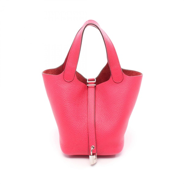 HERMES Picotin Lock PM Handbag Clemence leather Rose extreme Used Women C SHW