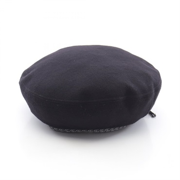 GUCCI Double G beret hat wool Black Used Women
