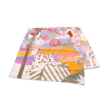 HERMES Carre140 En Liberte Scarf silk cashmere Multicolor Used Women