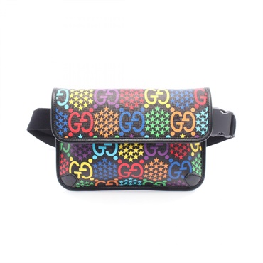 GUCCI GG psychedelic Waist bag 598113 canvas leather Black Multicolor Used mens