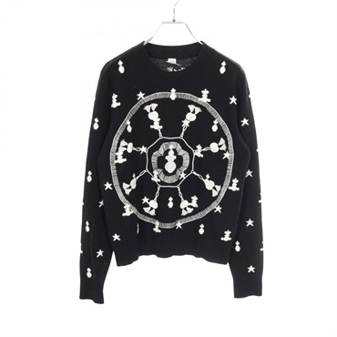 HERMES Poste et Cavalerie knitwear tops cashmere Black White Used Women #42