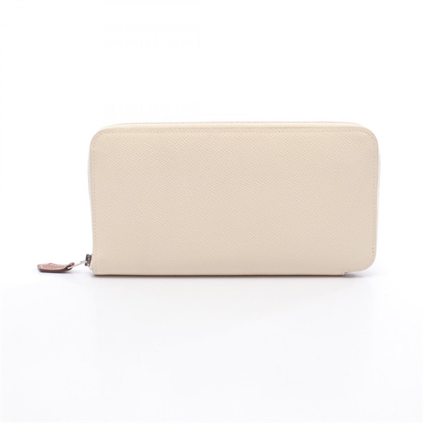 HERMES azap silkin around long wallet  Z Epsom leather Beige Nata Used SHW