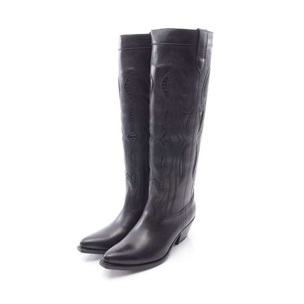 CELINE High Boots leather Black Size 37 Used Women 45.5cm Height