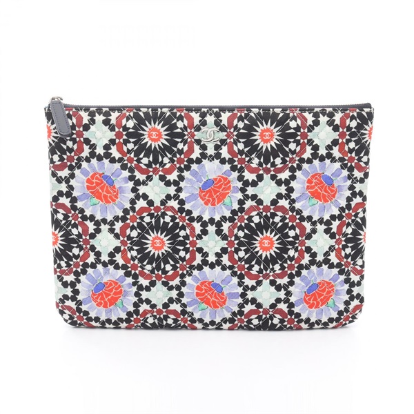 CHANEL COCO Mark clutch bag canvas leather White Multicolor Used Women SHW CC