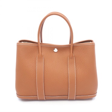 HERMES Garden party PM Tote Bag Negonda leather Brown Gold Used Women SHW K