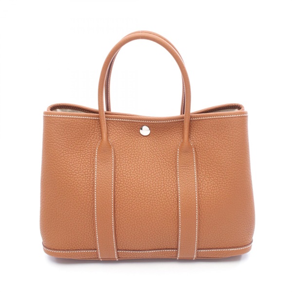 HERMES Garden party PM Tote Bag Negonda leather Brown Gold Used Women SHW K