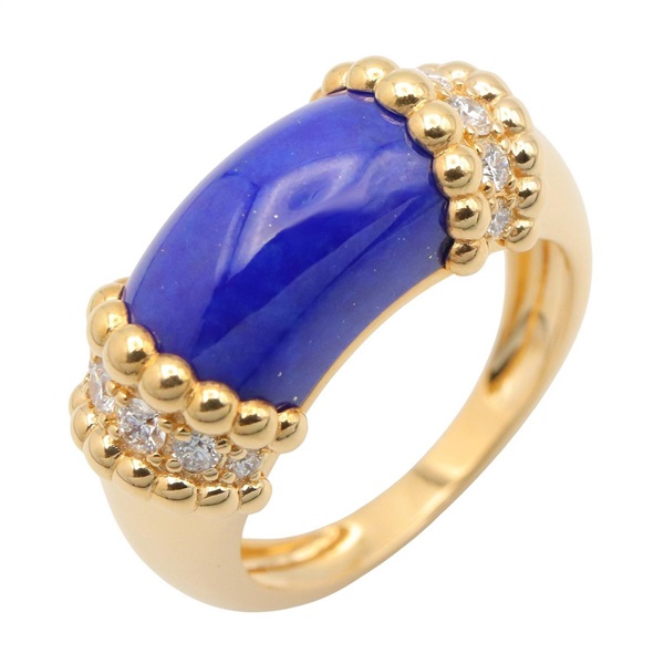 Van Cleef & Arpels Perle Couleurs Lapis Lazuli Diamond Ring 18KYG Women #7.25#55