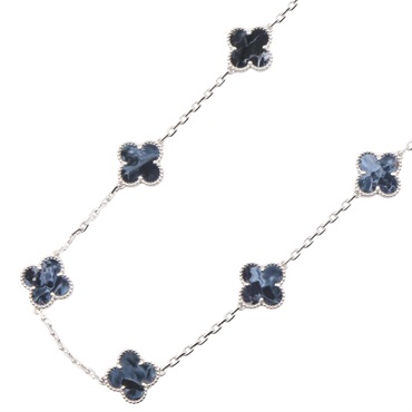 Van Cleef & Arpels Vintage Alhambra 20P Necklace 18KWG Gold Pietersite Blue Used