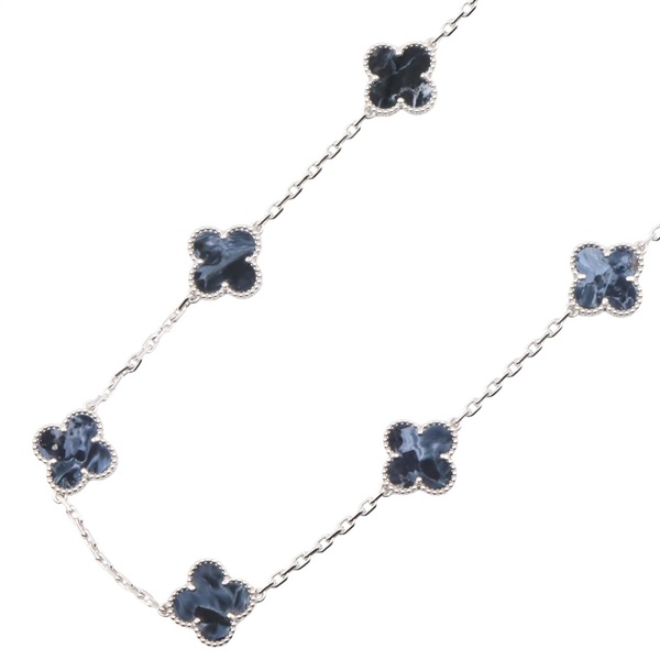 Van Cleef & Arpels Vintage Alhambra 20P Necklace 18KWG Gold Pietersite Blue Used