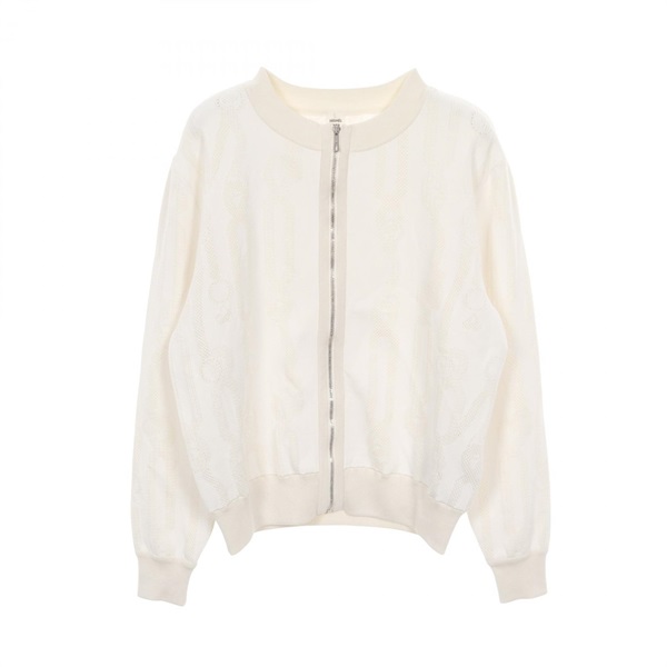HERMES Parfroy Remix cardigan sweater Rayon silk cotton White Used Women #36