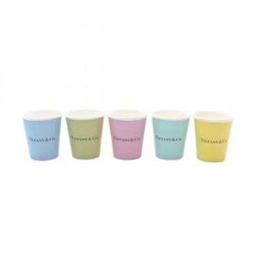 TIFFANY＆CO Everyday Objects Bone China Pottery cup Blue Green Yellow Pink Used