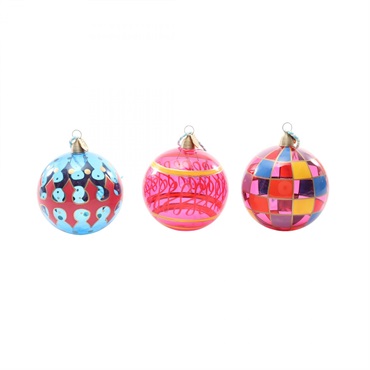 TIFFANY＆CO Andy Warhol Ornament Set 3 Glass Pink Multicolor Used unisex