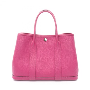 HERMES Garden party TPM Tote Hand Bag Country leather Rose purple used SHW A