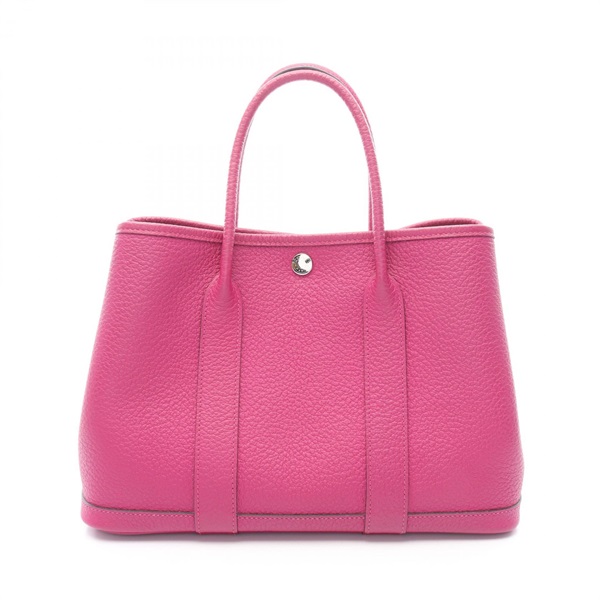 HERMES Garden party TPM Tote Hand Bag Country leather Rose purple used SHW A
