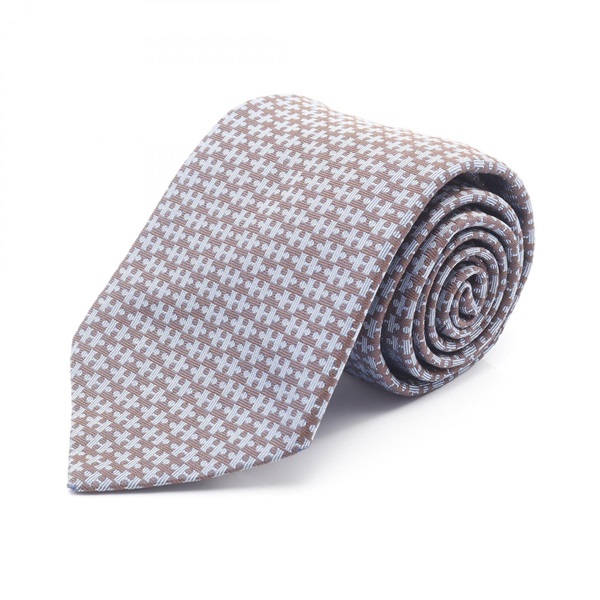 HERMES H pattern Neck Tie silk Blue Brown Used mens