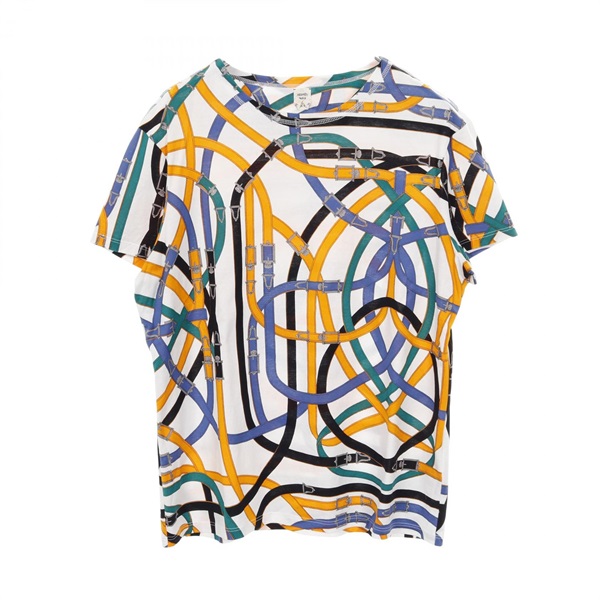 HERMES T-shirt Tops cotton White Multicolor Used Women size 42