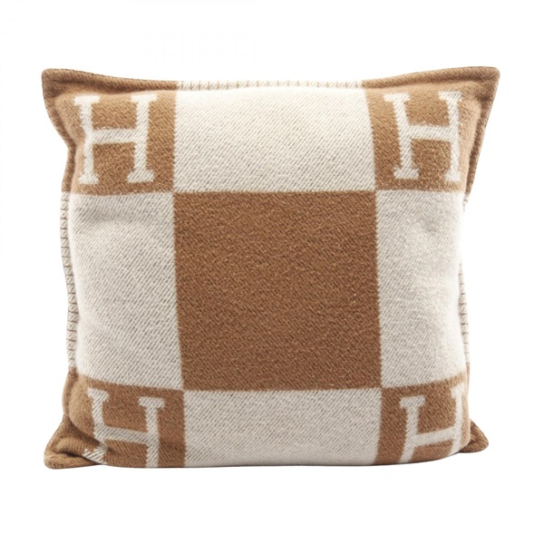 HERMES Avalon PM Cushion 102267M wool cashmere Beige Brown Used unisex