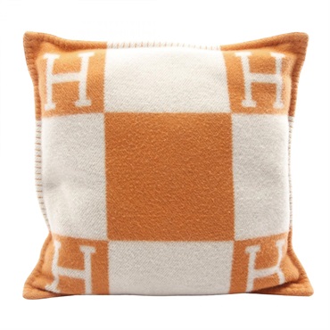 HERMES Avalon PM Cushion 102267M wool cashmere Beige Orange Used unisex